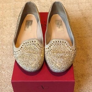 Valentino Elegant Gold Beaded Flats!
